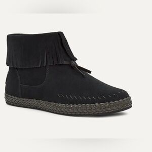 UGG Kennadi Black Ankle Fringe Boot
